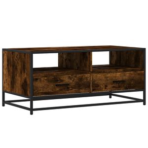 vidaXL Table basse ch&ecirc;ne fum&eacute; 100x50x45 cm bois d'ing&eacute;nierie et m&eacute;tal