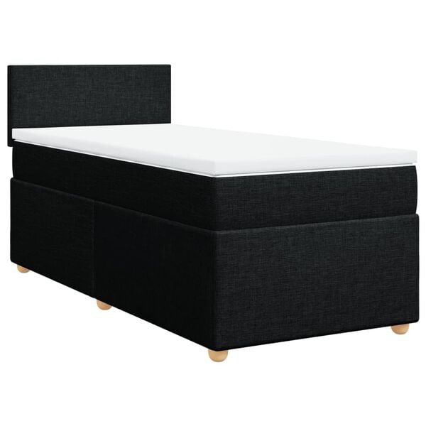 vidaXL Sommier &agrave; lattes de lit avec matelas Noir 100x200 cm Tissu