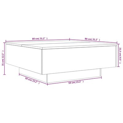 vidaXL Table basse chêne sonoma 80x80x31 cm bois d'ingénierie