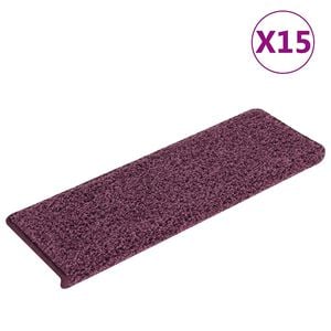 vidaXL Tapis d'escalier 15 pi&egrave;ces 65x21x4 cm Violet fonc&eacute;