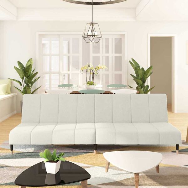 vidaXL Canap&eacute;-lit &agrave; 2 places cr&egrave;me velours