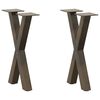vidaXL Pieds de table basse en forme de X, 2 pi&egrave;ces, acier naturel, 28 x (42-43) cm