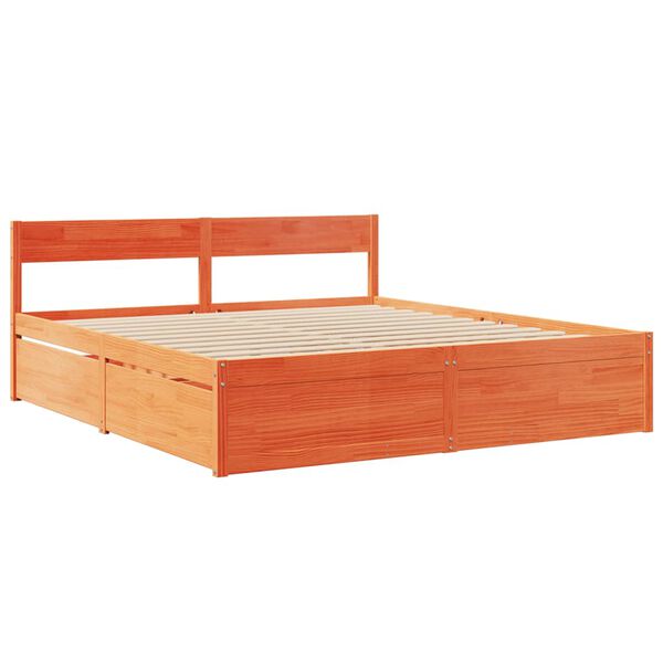 vidaXL Cadre de lit sans matelas cire marron 180x200cm bois pin massif