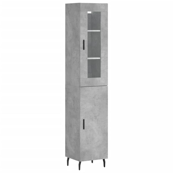 vidaXL Buffet haut Gris b&eacute;ton 34,5x34x180 cm Bois d'ing&eacute;nierie