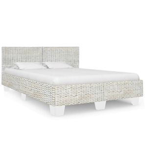 vidaXL Cadre de lit Gris Rotin naturel 160 x 200 cm