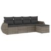 vidaXL Salon de jardin 5 pcs avec coussins gris r&eacute;sine tress&eacute;e