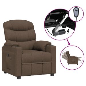 vidaXL Fauteuil inclinable &eacute;lectrique Marron Tissu