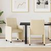 vidaXL Chaises de Salle &agrave; Manger avec Roues 2 pcs Cr&egrave;me tissu