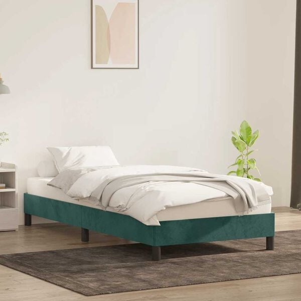vidaXL Cadre de lit sans matelas vert fonc&eacute; 100x210 cm velours