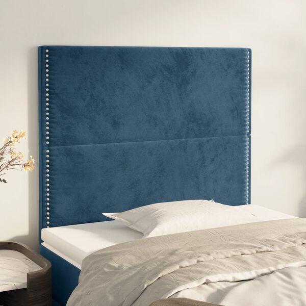vidaXL T&ecirc;te de lit Bleu fonc&eacute; 90x5x118/128 cm Velours