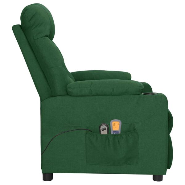 vidaXL Fauteuil électrique de massage Vert foncé Tissu