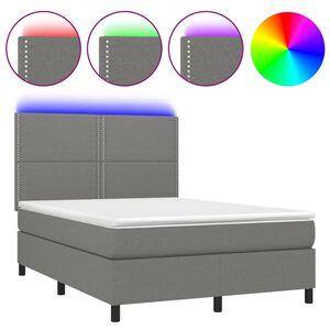 vidaXL Sommier &agrave; lattes de lit et matelas et LED Gris fonc&eacute; 140x190 cm