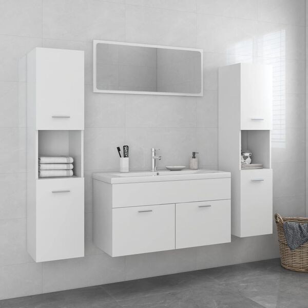 vidaXL Ensemble de meubles de salle de bain Blanc Bois d'ing&eacute;nierie