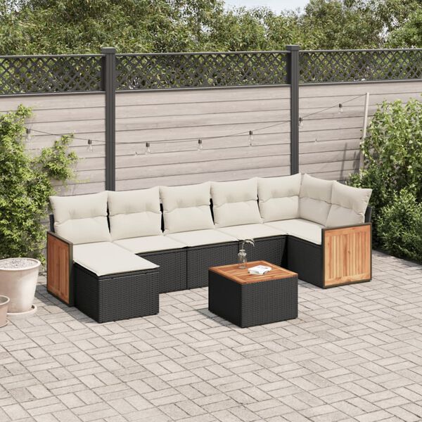 vidaXL Salon de jardin 8 pcs avec coussins noir r&eacute;sine tress&eacute;e