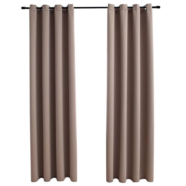 vidaXL Rideaux occultants avec anneaux en métal 2 pcs Taupe 140x225 cm
