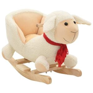 vidaXL Mouton &agrave; bascule avec dossier Peluche 60x32x50 cm Blanc