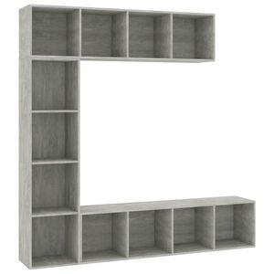 vidaXL Jeu de biblioth&egrave;que/meuble TV 3 pcs Gris b&eacute;ton 180x30x180 cm