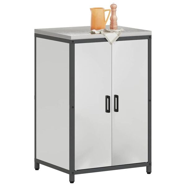 vidaXL Rangement de cuisine avec &eacute;tag&egrave;re Argent 60 x 50 x 92 cm Acier