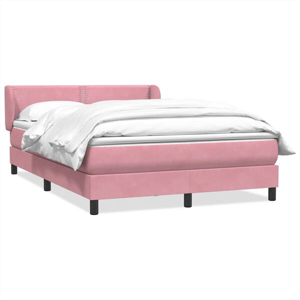 vidaXL Sommier à lattes de lit avec matelas rose 140x210 cm velours