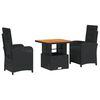 vidaXL Ensemble &agrave; manger de jardin avec coussins 3 pcs Noir