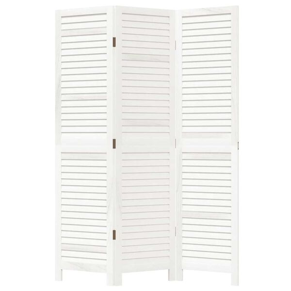vidaXL Cloison de séparation 3 panneaux blanc bois de paulownia massif