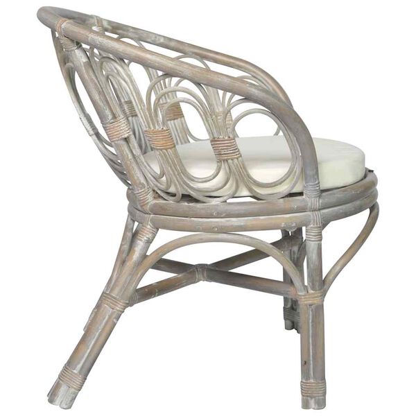 vidaXL Chaise de salle à manger avec coussin gris Rotin naturel et lin
