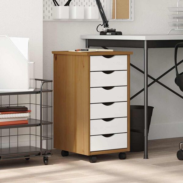 vidaXL Armoire roulante avec tiroirs MOSS bois de pin marron miel