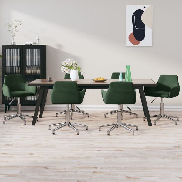 vidaXL Chaises pivotantes &agrave; manger lot de 6 Vert fonc&eacute; Velours