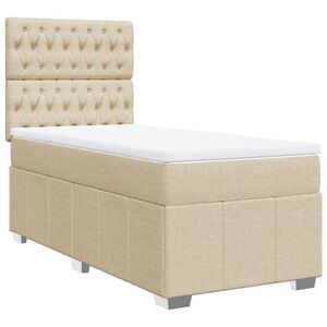 vidaXL Sommier &agrave; lattes de lit avec matelas Cr&egrave;me 100x200 cm Tissu