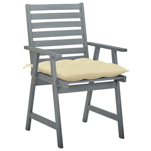 vidaXL Chaises à manger d'extérieur lot de 2 et coussins Acacia massif