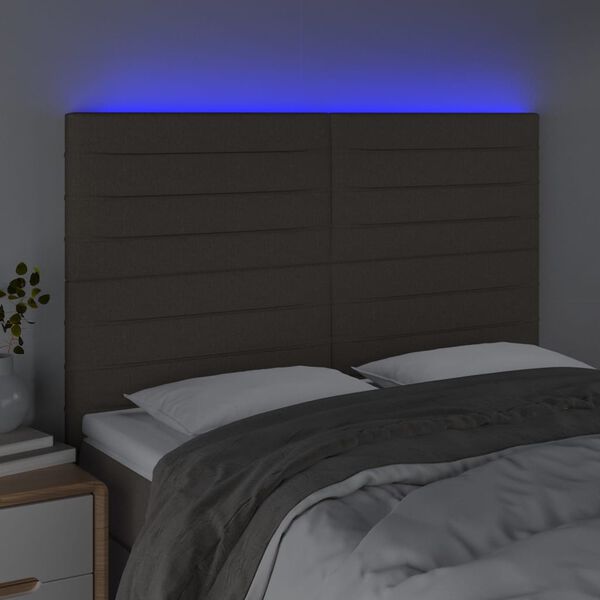 vidaXL T&ecirc;te de lit &agrave; LED Taupe 144x5x118/128 cm Tissu
