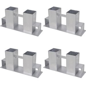 vidaXL Aides &agrave; empiler le bois de chauffage 4 pcs acier argent&eacute;