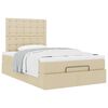 vidaXL Cadre de lit ottoman avec matelas cr&egrave;me 120x200cm tissu