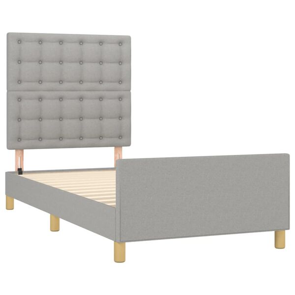 vidaXL Cadre de lit sans matelas avec t&ecirc;te de lit gris clair 90x190cm