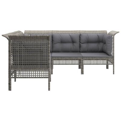 vidaXL Salon de jardin 5 pcs avec coussins Gris Résine tressée