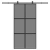 vidaXL Porte coulissante kit de quincaillerie tremp&eacute; verre aluminium