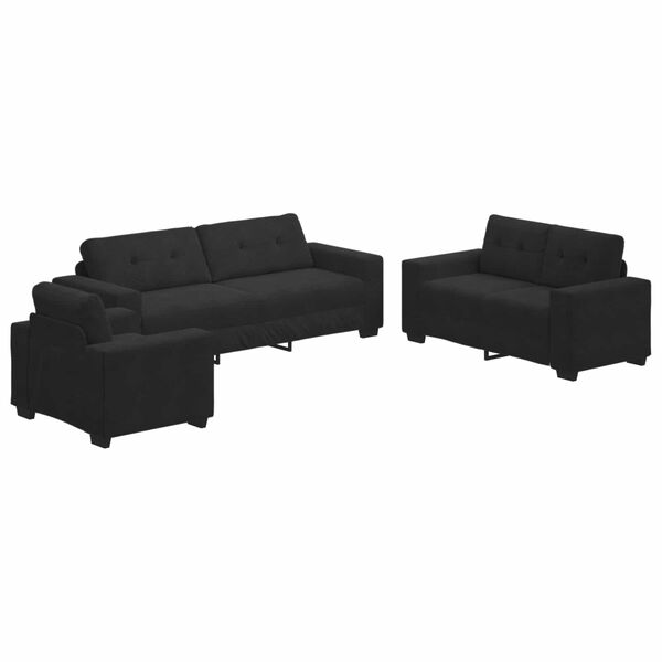 vidaXL Ensemble de Canap&eacute;s 3 pcs Noir Velours