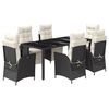 vidaXL Ensemble &agrave; manger de jardin coussins 7pcs Noir R&eacute;sine tress&eacute;e