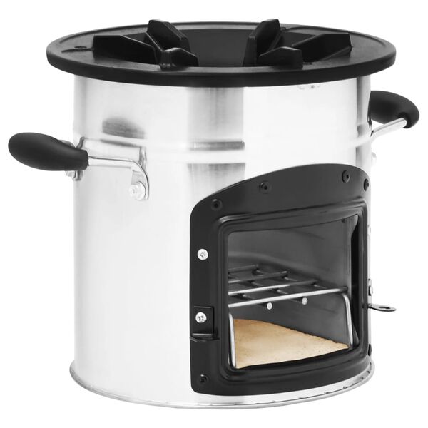 vidaXL Poêle à bois de camping Argenté 45,5x33x25,5cm Acier inoxydable