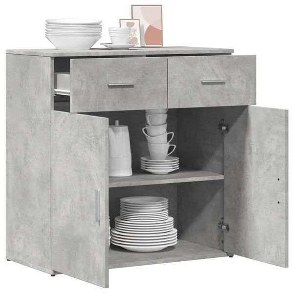 vidaXL Buffet gris b&eacute;ton 79x38x80 cm bois d'ing&eacute;nierie