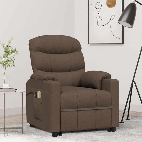 vidaXL Fauteuil de massage Marron Tissu