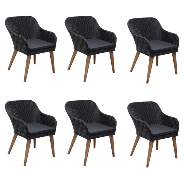 vidaXL Ensemble à manger de jardin 7 pcs Noir