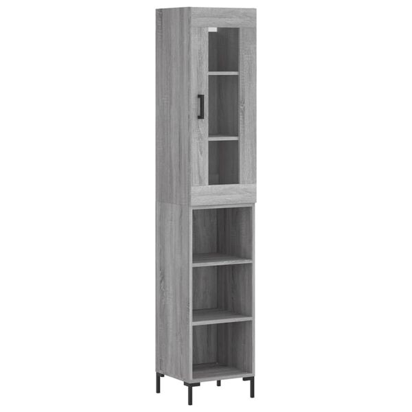 vidaXL Buffet haut Sonoma gris 34,5x34x180 cm Bois d'ing&eacute;nierie