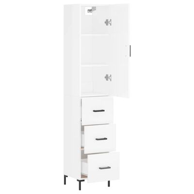 vidaXL Buffet haut Blanc brillant 34,5x34x180 cm Bois d'ingénierie