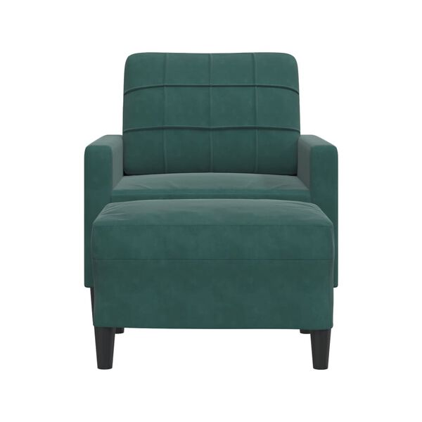 vidaXL Fauteuil avec repose-pied Vert foncé 60 cm Velours