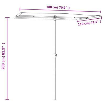 vidaXL Parasol de jardin avec mât en aluminium 180x110 cm taupe