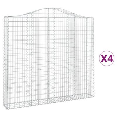 vidaXL Paniers à gabions arqués 4 pcs 200x30x180/200 cm Fer galvanisé