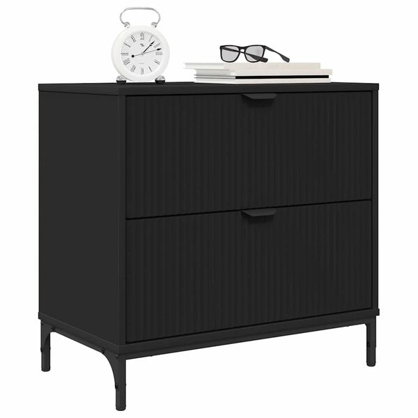 vidaXL Table de chevet Noir 63,5 x 36 x 61 cm Bois d'ing&eacute;nierie