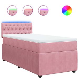 vidaXL Sommier &agrave; lattes de lit avec matelas Rose 100x200 cm Velours