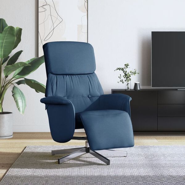 vidaXL Fauteuil inclinable avec repose-pieds bleu tissu